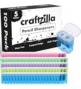 Craftzilla Pencil Sharpener 100-Pack - Manual Pencil Sharpener for Kids with Lid - Perfect for Sc...