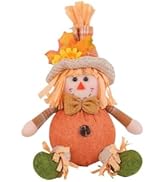 7.8 Inch Fall Scarecrow Plush Decorations Harvest Maple Leaf Scarecrow Shelf Sitter Figurines wit...
