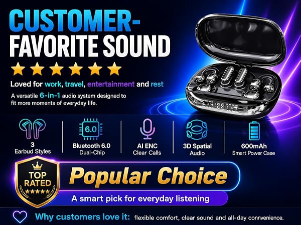 3-in-1 Bluetooth Wireless Earbuds