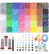 Zefy 40 Colors Resin Jelly Rhinestones for Bedazzling, 3mm 40000 Pcs Flatback Gems for Crafting, ...