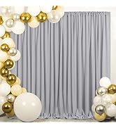 Gray Wedding Backdrop Curtain 10ft x 8ft Polyester Background Drapes for Bridal Shower Birthday P...