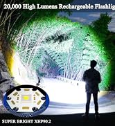 20000 High Lumens Small LED Flashlights Rechargeable