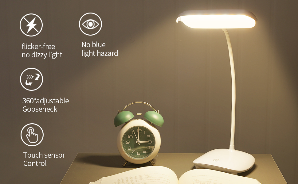 rechargeable led desk table lamp dimmable reading book study light for bedroom bedside