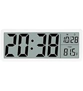 SwlatUtokf 8.5" Large Digital Wall Clock, Battery or Plug in Operated,LCD Digital Clock Large Dis...