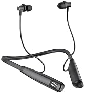 MOCANIO Sport Neckband Headphones Bluetooth 5.3 in Ear 100 Hours Working Time with LED Battery In...