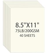 Cream Cardstock 8.5 X 11, 40 Sheets Card Stock, 75lb/ 200gsm Copy Paper, Cardstock Printer Paper ...
