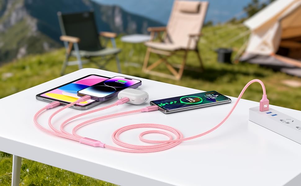 multi charging cable 4 in 1 charger cord usb port type c lightning connectors multiple devices