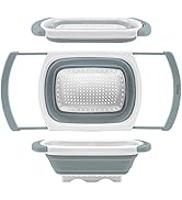 Qimh Collapsible Colander | Over The Sink Silicone Kitchen Strainers and Colanders with Extendabl...