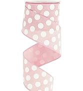 MEEDEE Pink Polka Dot Ribbon - 2.5 inch Wired Ribbon for Baby Girl Wreaths & Crafts, 10 Yards