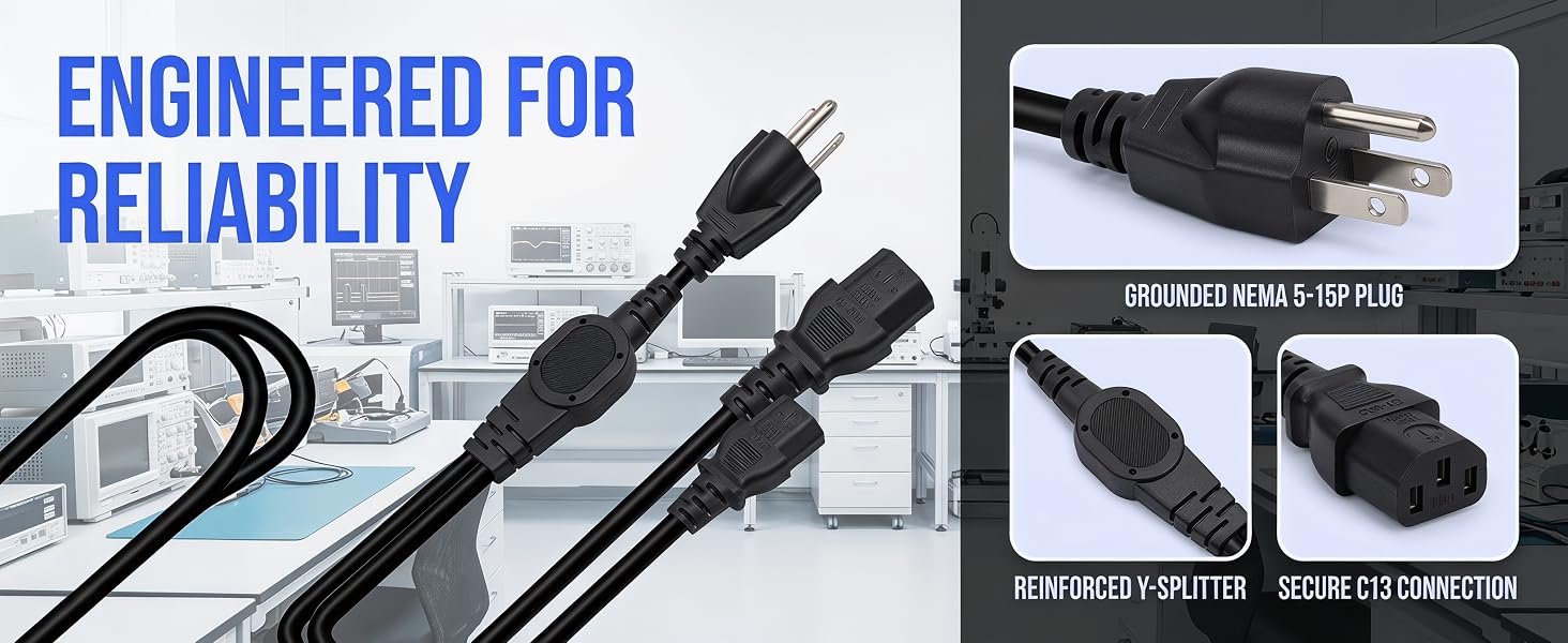 NEMA 5-15P to IEC320 2X C13 Y-Power Cable