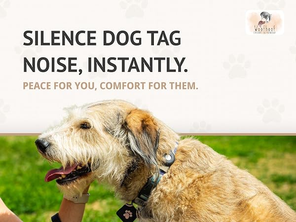 Dog tag silencer pouch reducing noise from jingling dog ID tags