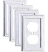 Pure White Decorative Outlet Covers Wall Plates, Bamboo Fiber Light Switch Covers, Natural Materi...