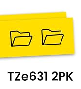 Brother Genuine P-touch TZe631 2PK Label Tapes in cardboard pack: Black on Yellow 12mm