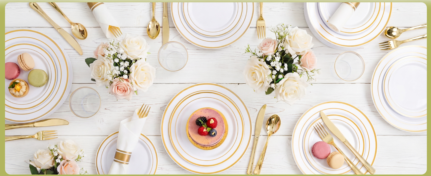 Gold Plastic Dinnerware Set