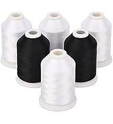 Simthread 4 White 2 Black 60WT Sewing Bobbin Fill Machine Embroidery Thread - 1500 Meters Spool E...