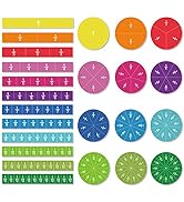 ZazzyKid Magnetic Fraction Tiles & Circles, 156pcs, 12 Color Coded, Fraction Manipulatives