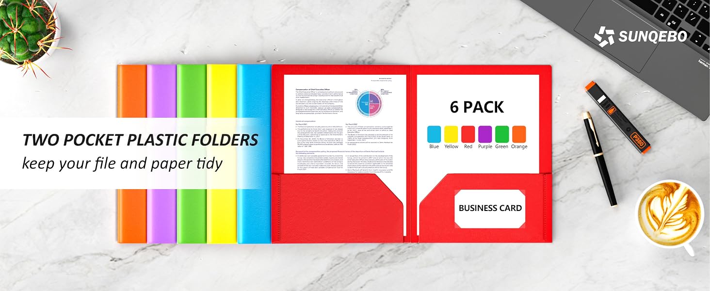 plastic folders with pockets