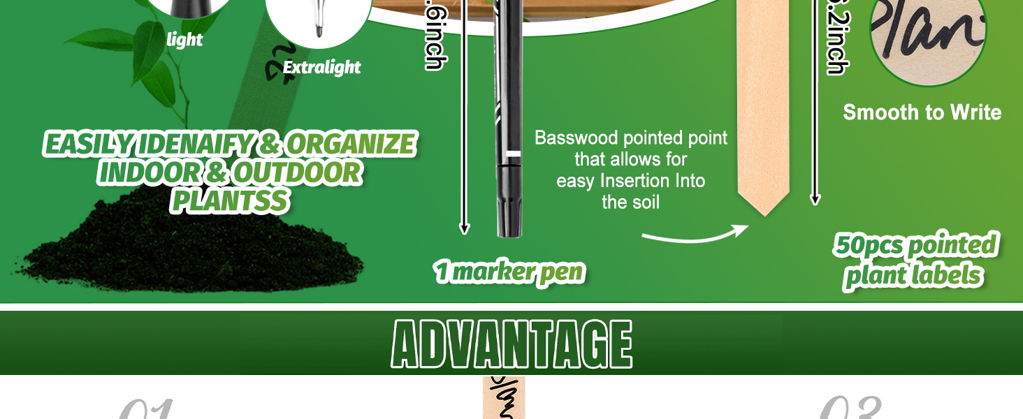 WH0434 50Pcs Wooden Plant Labels