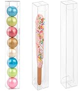 Jutieuo 45 PCS Clear Pretzel Rod Boxes 1x1x8 Inches Gumball Tubes Box for 8, Individual Treat Box...