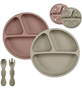 PandaEar Suction Plates for Baby Toddlers, Silicone Baby Plates with Suction, 2 Pack Toddler Plat...