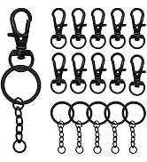 150Pcs Black Swivel Snap Hook Set,Swivel Clasp Keychain Hook Lobster Clasp Split Key Rings with C...