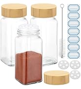 Segarty 4oz Spices Jars with Bamboo Shaker Lids, 3 PCS Square Spice Containers, 120ml Empty Glass...