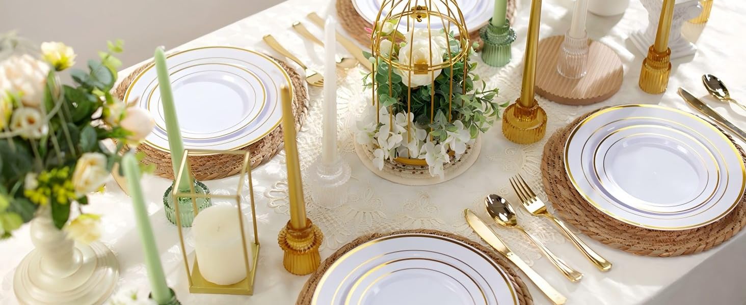 gold plastic plates