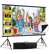 Projector Screen with Stand, XINLEMY 150'' Indoor Upgraded Wall-mounted Projector Screen Portable...