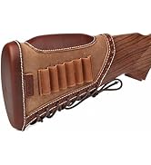 TOURBON Canvas Leather Recoil Reducing Pad Stock Extension Cover Buttstock Cheek Rest with Rifle ...