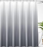 OLANLY Luxury Grey and White Ombre Shower Curtain Sets with 12 Hooks, Waterproof and Washable Dec...