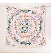 Simpkeely Pink Mandala Floral Medallion Tapestry, Sketched Clara Flower Plant Boho Wall Hanging, ...