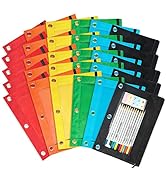 Shemira Pencil Pouch for 3 Ring Binder, 30 Pack Pencil Pouches Bulk in 6 Colors, Binder Pencil Po...