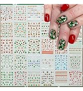 30 Sheets Christmas Nail Art Stickers Colorful Snowflake Nail Decals Santa Claus Tree Glitte Chri...