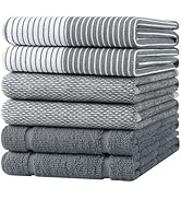 Homaxy Premium Kitchen Towels 18"x28", 6 Pack Large Cotton 380 GSM Dish Towels, Highly Absorben F...