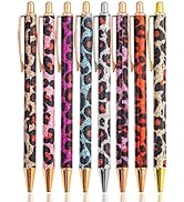 PASISIBICK 8 Pieces Leopard Girly Comfortable Writing Pens for Women, Cheetah Glitter Cute Ballpo...