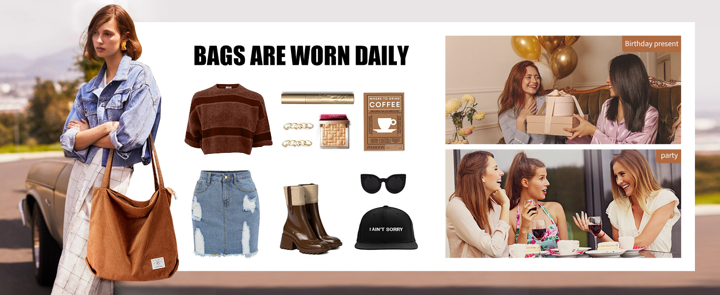 women corduroy tote bag