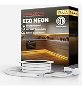 Shine Decor LED Rope Lights AC 120V, Connectable & Cuttable Dotless 120LEDs/M Eco Neon Strip Ligh...