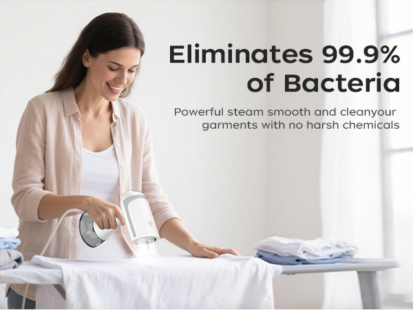 White garment steamer for clothes