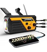 Emergency Radio with 4 Charging Cables, 22000mWh AM FM NOAA Weather Radio | Hand Crank Radio Flas...