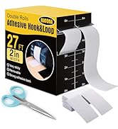 27Ft x 2 Inch Hook and Loop Strips with Adhesive,Double Rolls of Heavy Duty Self Adhesive Tape wi...