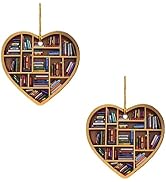 2pcs Book Lovers Heart Ornament, Acrylic Tree Ornament Christmas Tree Decorations Reading Book Ch...