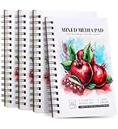 4 Pack Mixed Media Sketchbook, 5.5x8.5 inches Drawing Paper Sketch Book, 98lb/160gsm Heavyweight ...