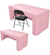 Nasitos 2 Pack 8 Foot Tablecloth Fitted Pink Trade Show Table Covers-Open Back Tablecloth Washabl...