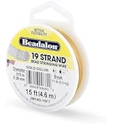 Beadalon 19 Strand Stainless Steel Bead Stringing Wire, .015 in / 0.38 mm, Gold, 15 ft / 4.6 m