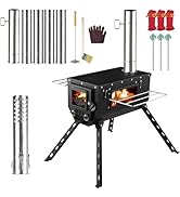 Tent Stove AVOFOREST Wood Stove with Tall Feet,Portable Hot Tent Stove with 6 Stainless Chimney P...