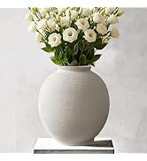 Large White Ceramic Vase Home Decor, Round Rustic Table Vases Farmhouse Living Room Entrway Kitch...