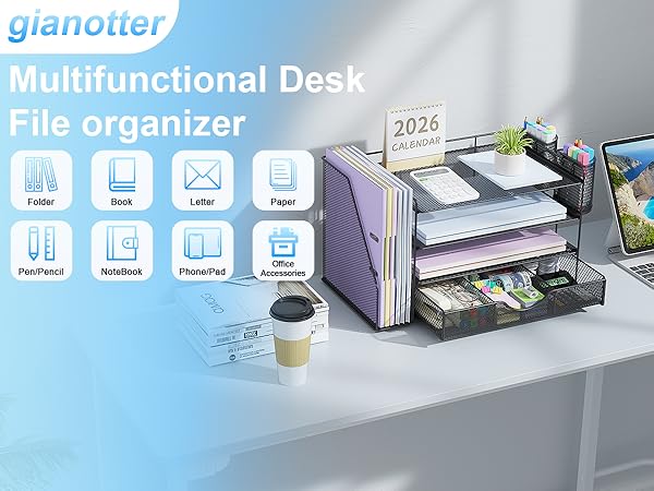Black desk organizers and accessories