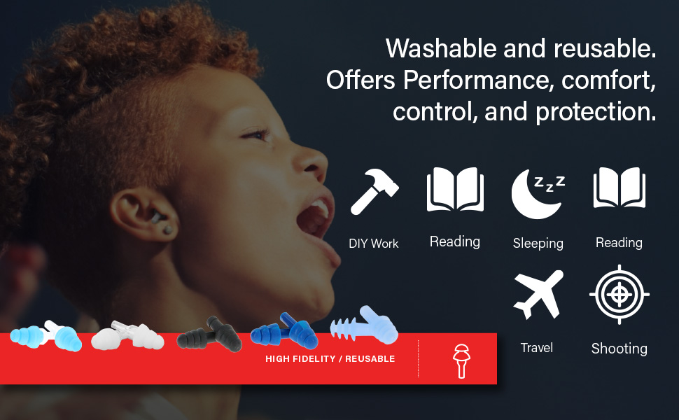 earplugs, ear protection, foam ear plugs, high fidelity, resusable ear plugs, noise reduction