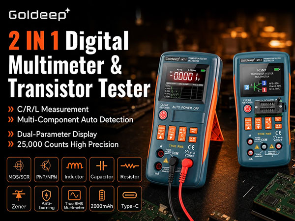 2 IN 1 Digital Multimeter& Transistor Tester