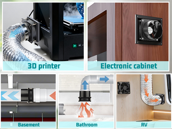 80mm 3 inch small exhaust fan ventilation duct 3d printer closure basement bathroom rv electronics